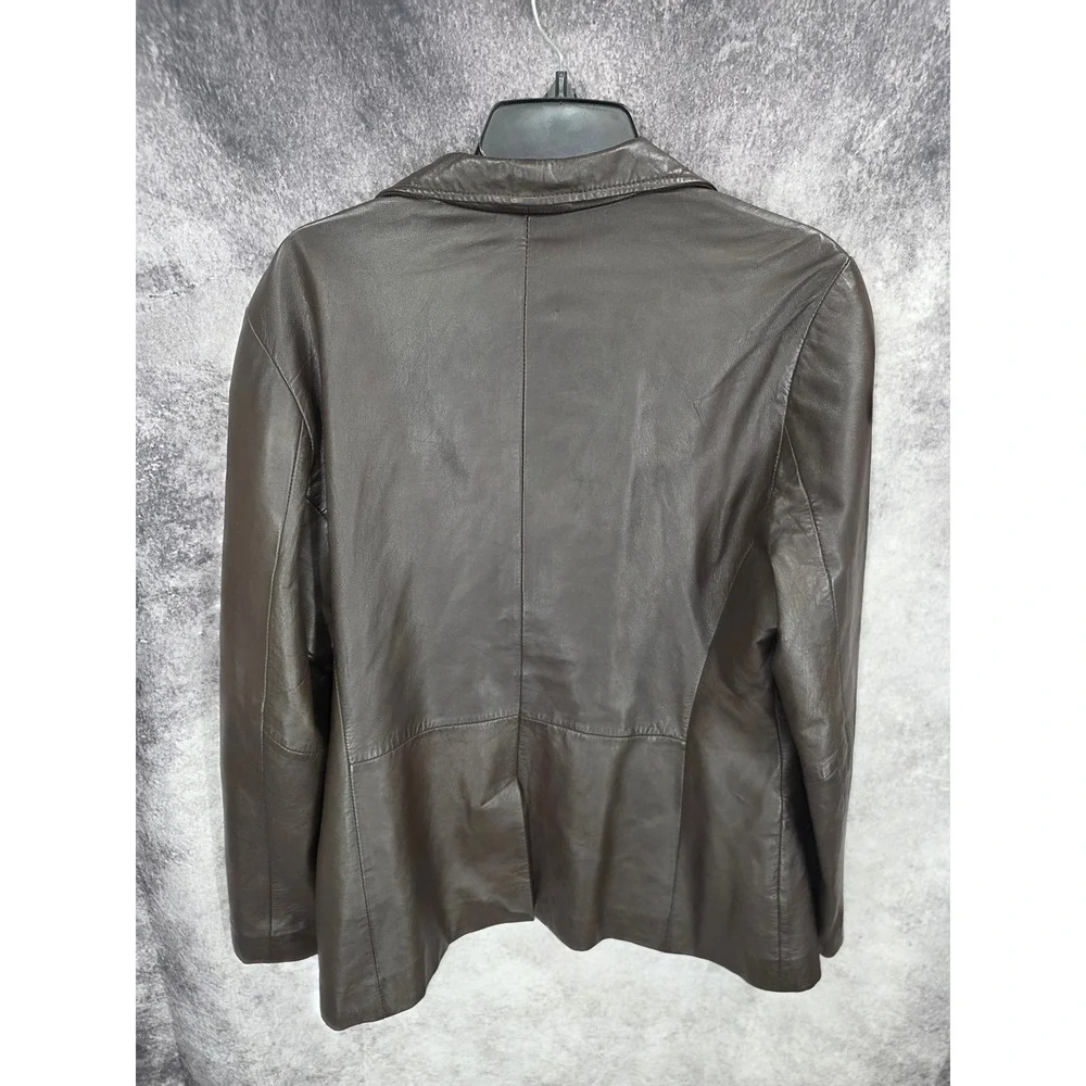 Old Navy Blazer Jacket Womens XL Dark Brown Leather Office Wear Y2K Mob Wife